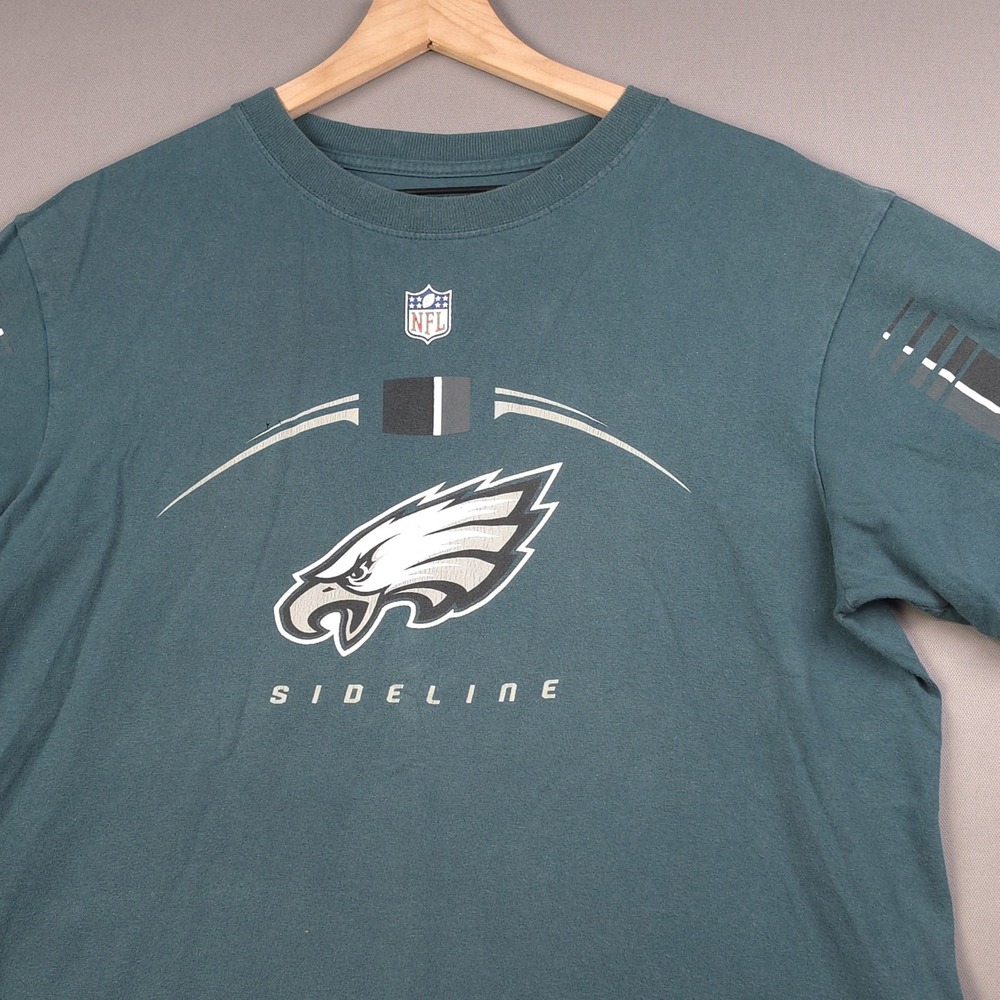 Reebok Philadelphia Eagles Sideline Mens L Green NFL Graphic T Shirt Tee Cotton